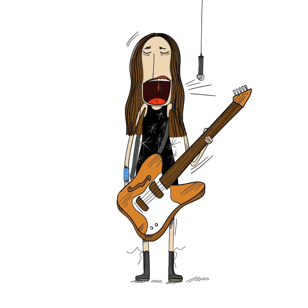 Musikerin Sophie Hunger mit Gitarre | Illustration von André Sendel | Franklin Four Design